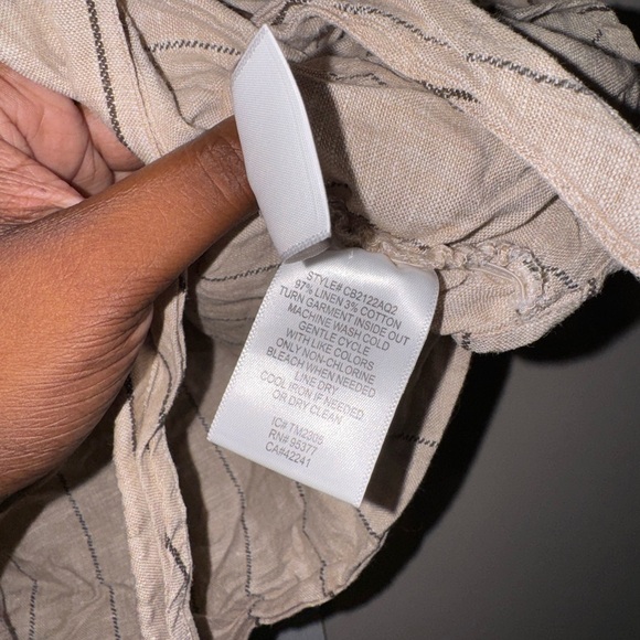 Sanctuary Beige Striped Button-Down Tie-Front Top - Picture 4 of 5